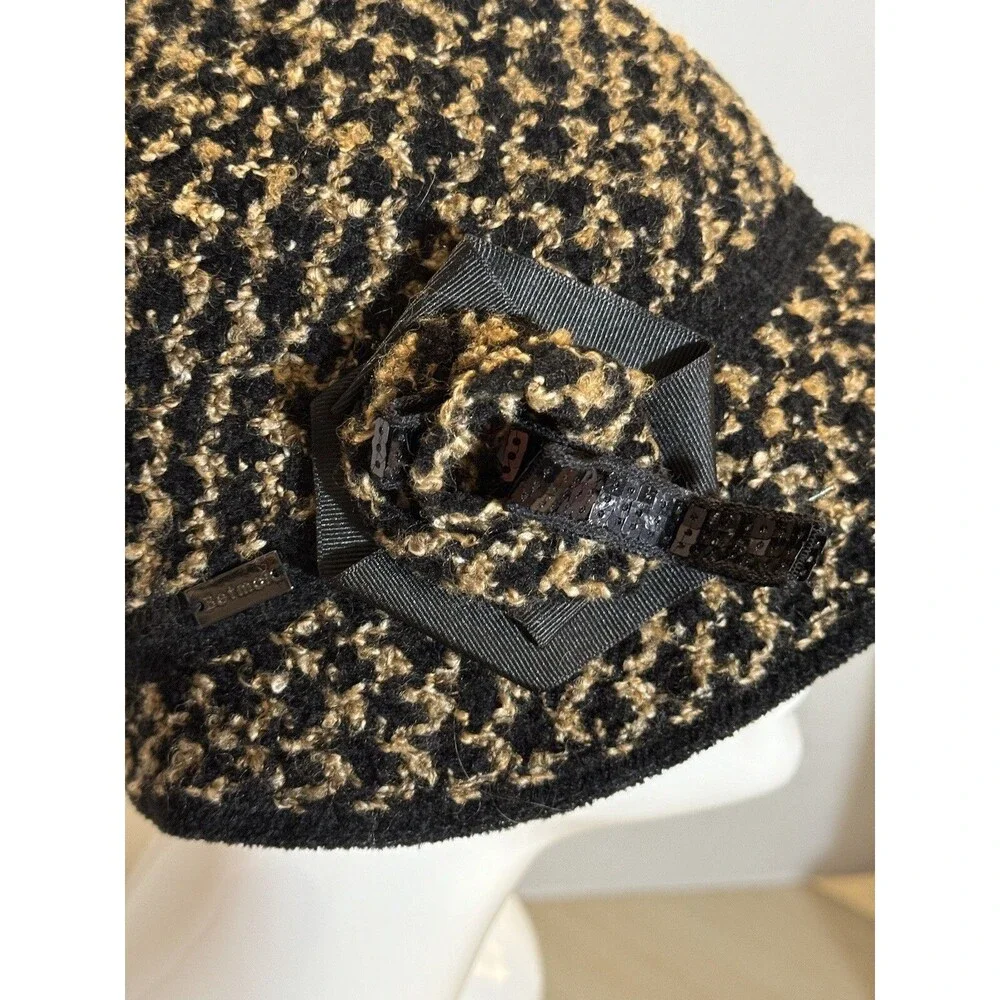 Betmar New York Women’s Knotted Flower Cloche Hat Black & Gold One Size Cottage